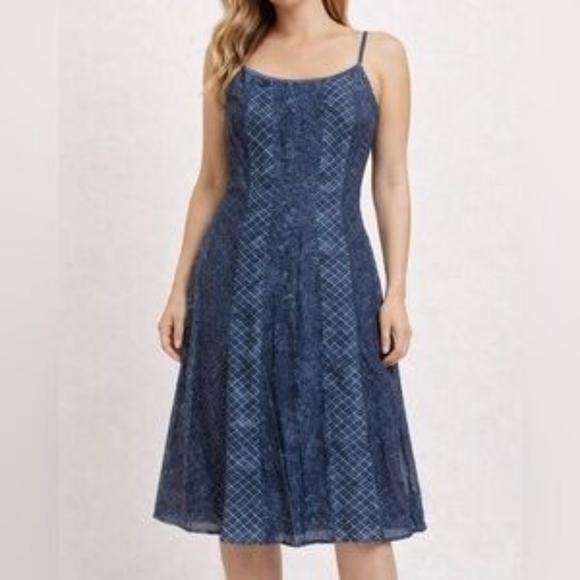 Lauren Ralph Lauren Dresses & Skirts - LAUREN RALPH LAUREN Indigo Mixed Pattern Pieced Cotton Dress | SZ 4